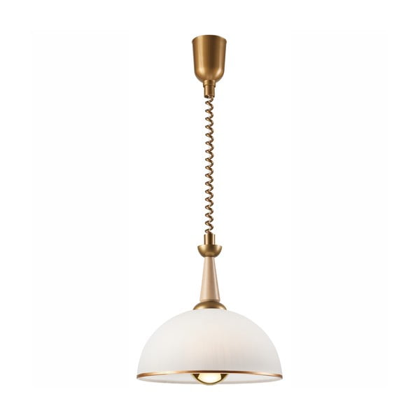 Závesné svietidlo v zlato-prírodnej farbe so skleneným tienidlom ø 30 cm Ciara – LAMKUR