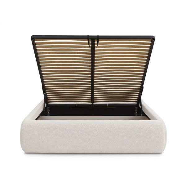 Biela čalúnená dvojlôžková posteľ s úložným priestorom/bez čela s roštom 180x200 cm Inera – Bobochic Paris-image-4