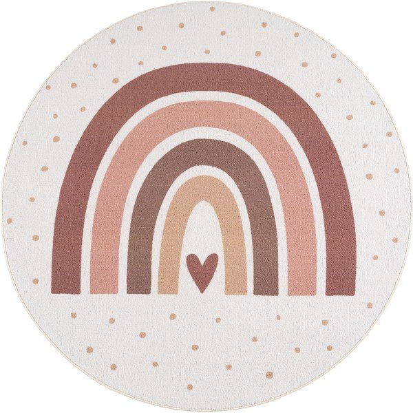 Krémovobiely prateľný detský koberec ø120 cm Coco 1132 – Ayyildiz Carpets