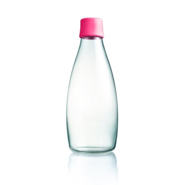 Fuchsiová sklenená fľaša ReTap s doživotnou zárukou, 800 ml
