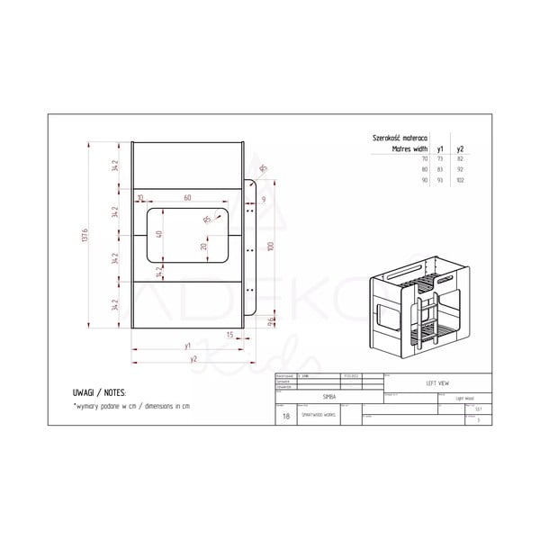 Poschodová detská posteľ 70x160 cm Simba - Adeko-image-4