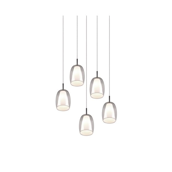 Závesné svietidlo so skleneným tienidlom ø 48 cm v striebornej farbe Barret – Trio Select-image-2