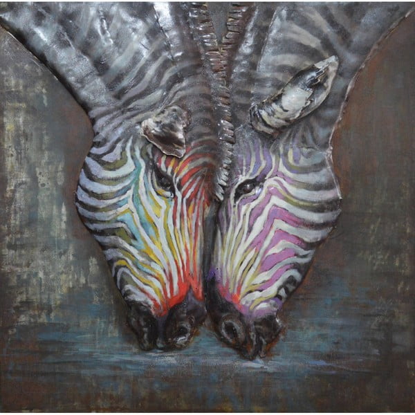 Ručne maľovaný obraz Vivorum Zebra In Love, 80 × 80 cm