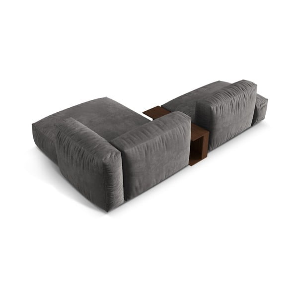 Sivá zamatová modulárna rohová pohovka (pravý roh/s leňoškou) Martina – Micadoni -image-3