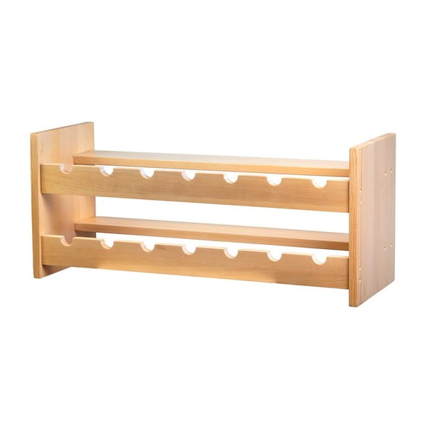 Nástenný regál na víno z borovicového dreva v prírodnej farbe počet fliaš 14 Carol - Kalune Design-image-2