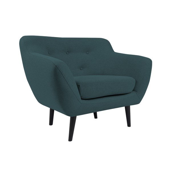 Tmavomodré kreslo s hnedými nohami Mazzini Sofas Piemont-image-3