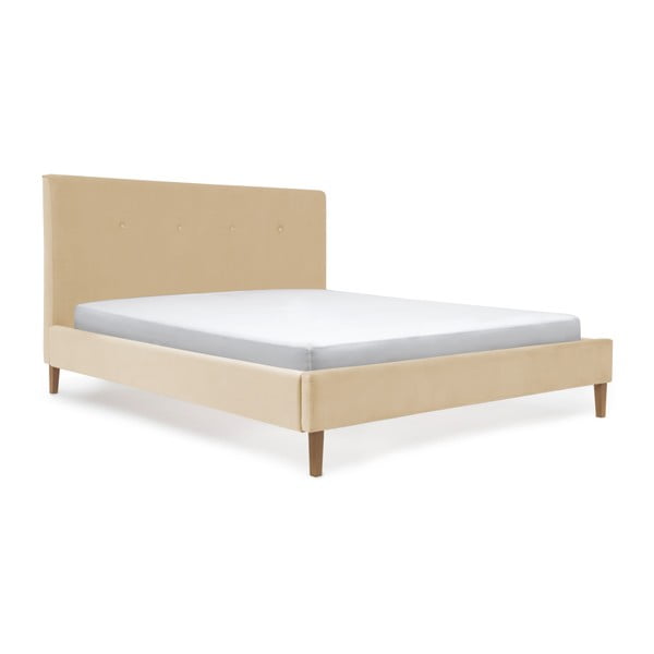 Pieskovohnedá posteľ s prírodnými nohami Vivonita Kent, 160 × 200 cm