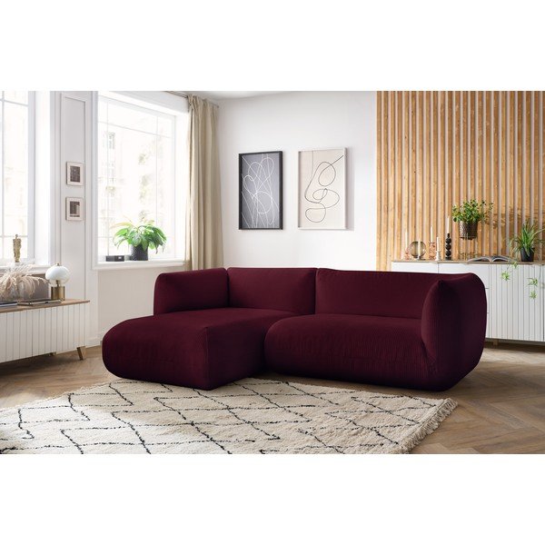Vínovočervená menčestrová rohová pohovka (ľavý roh) Lecomte - Bobochic Paris-image-1