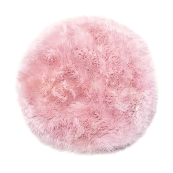 Ružový koberec z ovčej kožušiny Royal Dream Zealand, Ø 70 cm