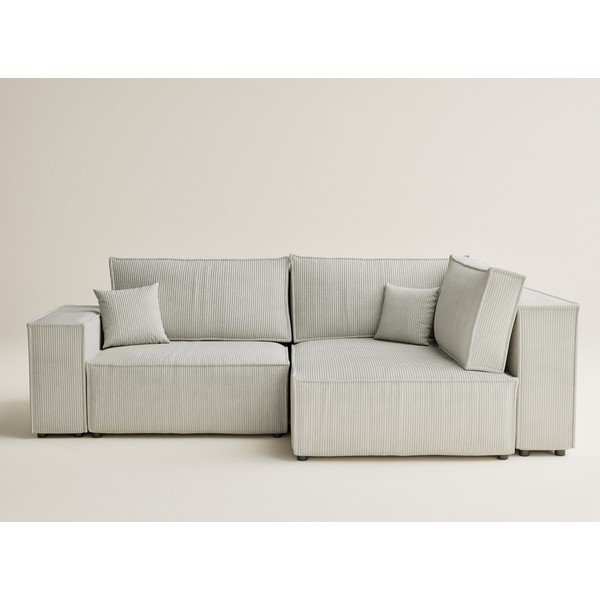 Krémová menčestrová rozkladacia/s úložným priestorom rohová pohovka (pravý roh/do L) Tonga – Maison de Rêve-image-2