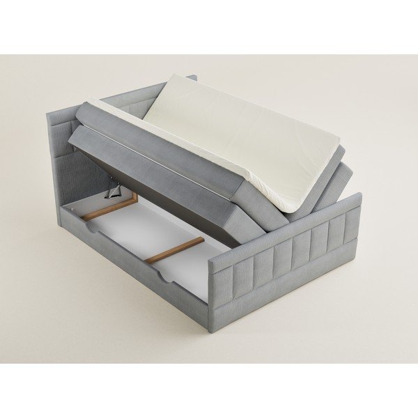 Sivá boxspring posteľ s úložným priestorom 200x200 cm Caya – Maison de Rêve-image-3