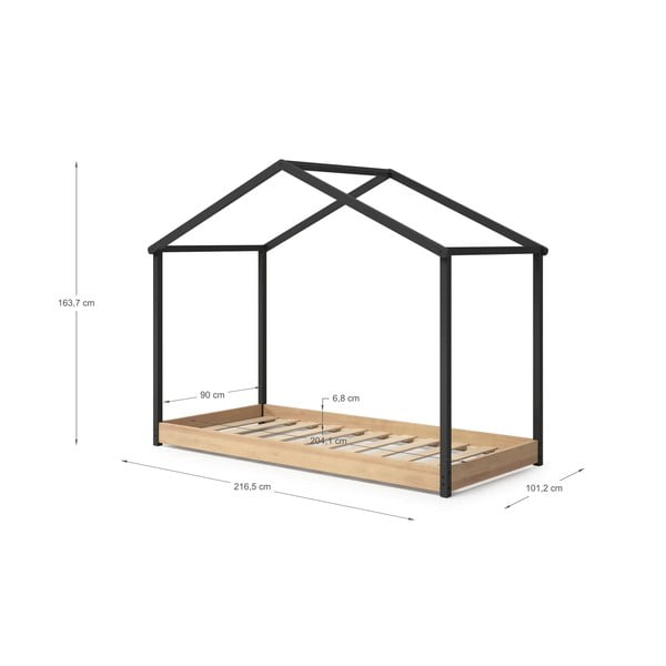 Antracitovosivá detská posteľ Marckeric Arthur, 90 x 190 cm-image-4