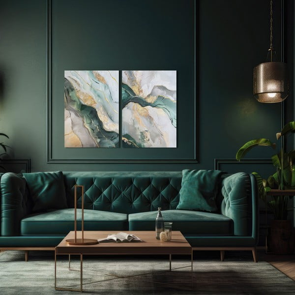 Obrazy s ručne maľovanými prvkami v súprave 2 ks 50x70 cm Aventurine – Styler-image-1