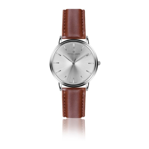 Pánske hodinky s koňakovohnedým remienkom z pravej kože Frederic Graff Silver Breithorn Cognac Leather