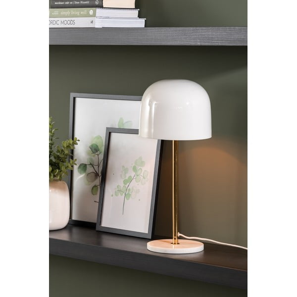 Biela stolová lampa s kovovým tienidlom (výška 50 cm) Manta – Leitmotiv-image-1