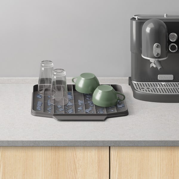 Sivá plastová odkvapkávacia podložka na riad 40x33 cm Gravity – Metaltex-image-3