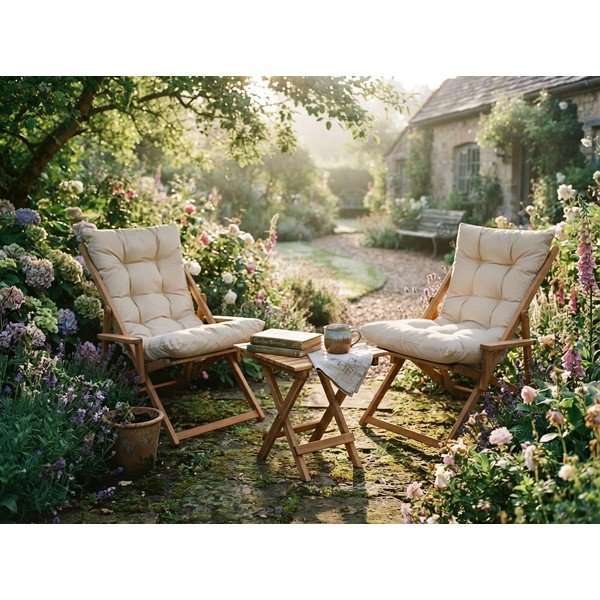 Záhradná lounge súprava z bukového dreva v krémovo-prírodnej farbe pre 2 – Floriane Garden-image-4