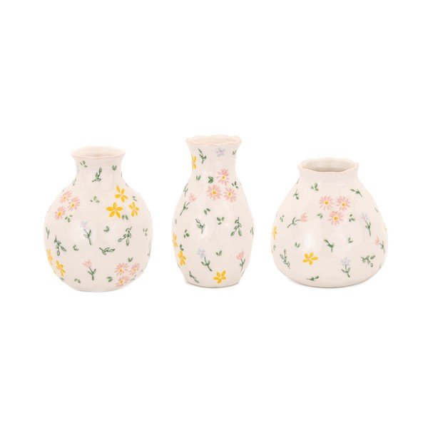 Krémovobiele kameninové súprava váz 3 ks (výška  10 cm) Ditsy Floral – Sass & Belle
