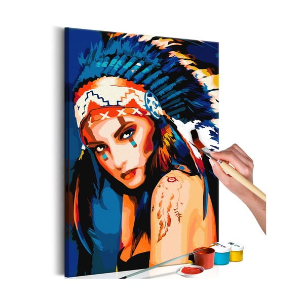 DIY set na tvorbu vlastného obrazu na plátne Artgeist Native American Girl, 40 × 60 cm