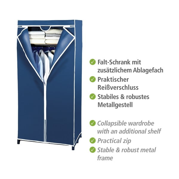 Modrá látková úložná skriňa Wenko, 160 x 50 x 75 cm-image-3