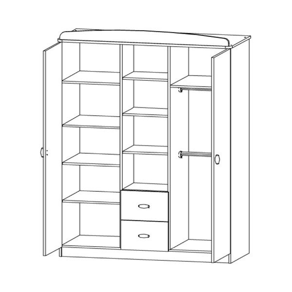 Biela dvojdverová šatníková skriňa s 2 zásuvkami Faktum Mokus-image-1