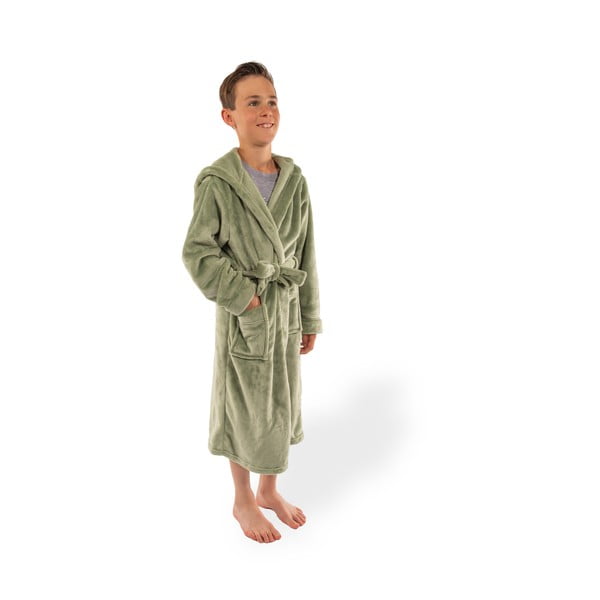 Zelený detský župan z mikroplyšu veľkosť 134-140 Delux – Tiseco Home Studio-image-3