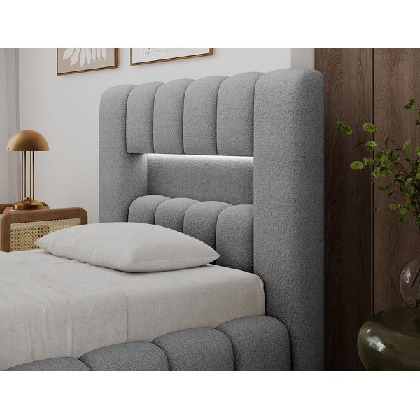 Sivá čalúnená jednolôžková posteľ s úložným priestorom s roštom 90x200 cm Lamica – ELTAP-image-2