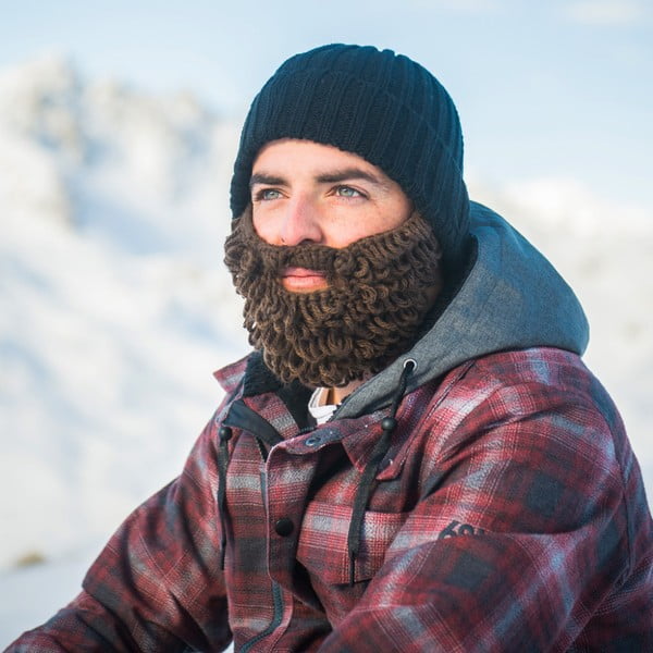 Čierna čiapka s odopínateľnou hnedou bradou Beardo Original Thick