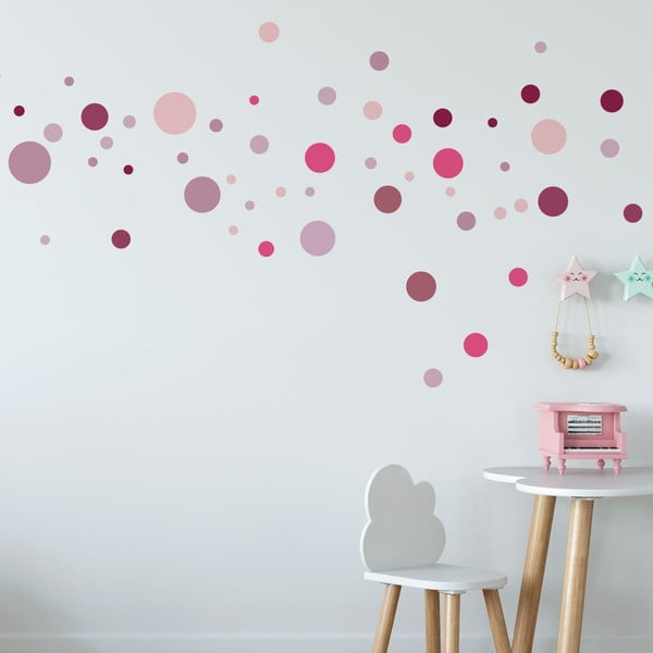 Sada 100 ružových nástenných samolepiek Ambiance Round Stickers-image-4