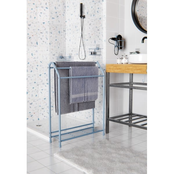 Svetlomodrá samodržiaca kovová kúpeľňová polička Grena – Compactor-image-3