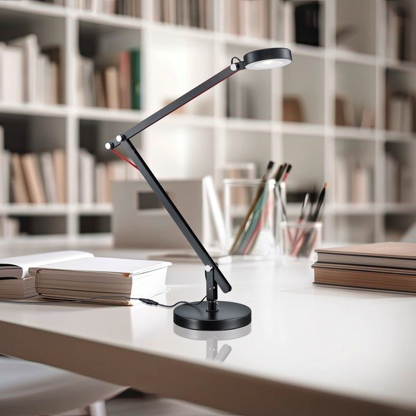 Čierna LED stolová lampa s ohýbateľnou konštrukciou (výška  90 cm) Amsterdam – Trio-image-3