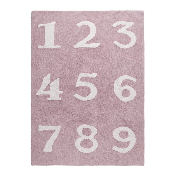 Ružový bavlnený koberec Happy Decor Kids Numbers, 160 x 120 cm