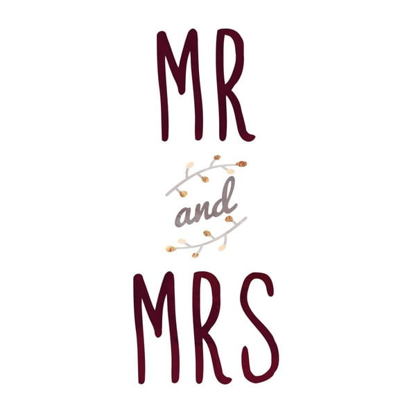 Plagát v drevenom ráme Mr. and Mrs., 38x28 cm