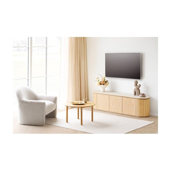 Krémovobiely/v prírodnej farbe TV stolík s doskou z kameňa 160x45x40 cm Larvik – House Nordic-image-3