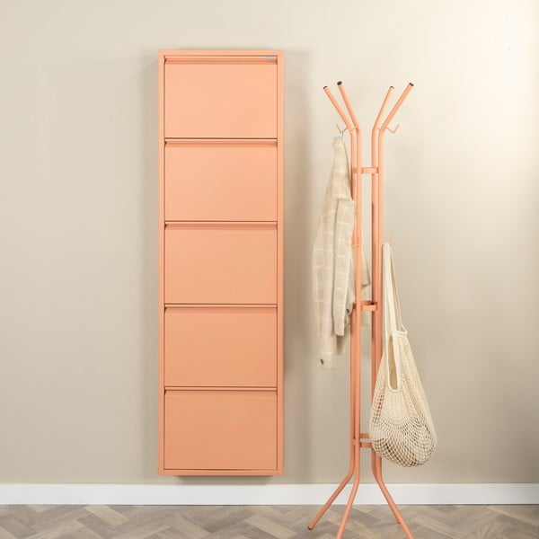 Kovová výklopná skrinka na topánky v lososovej farbe 50x169x15 cm Billy – Spinder Design-image-1