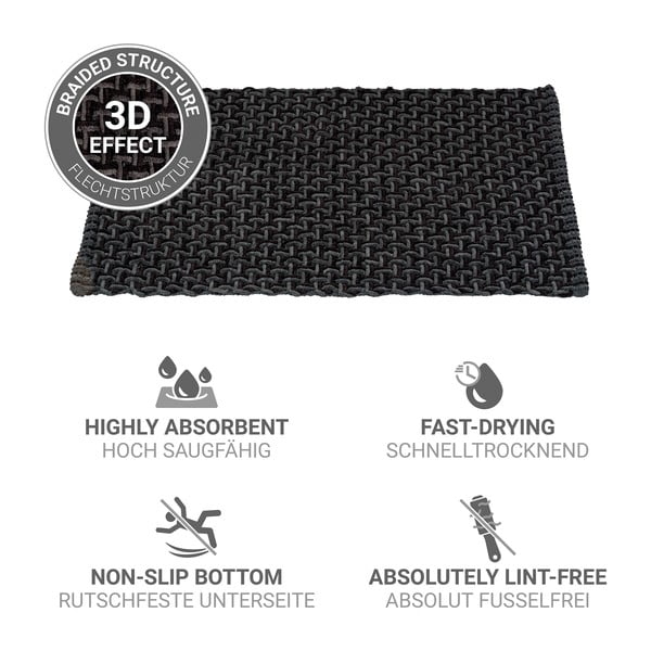 Antracitová textilná kúpeľňová predložka 50x80 cm Ecoli – Wenko-image-4