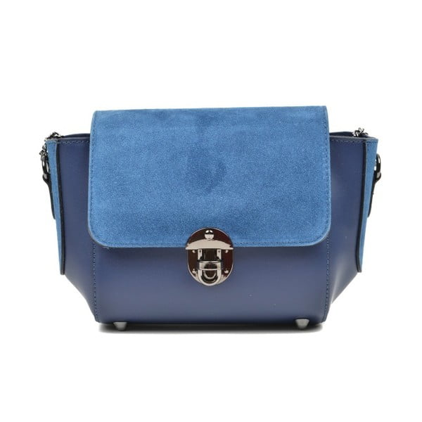 Modrá kožená kabelka Carla Ferreri Mullen
