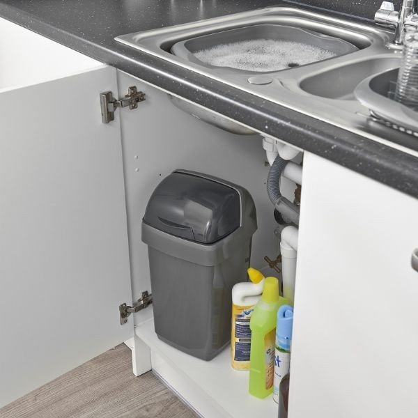 Sivý odpadkový kôš Addis Roll Top, 22,5 x 23 x 42,5 cm-image-1