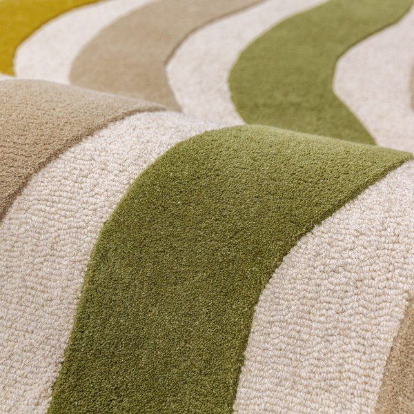 Zelený/v prírodnej farbe ručne tkaný vlnený behúň 80x300 cm Cascade Wool – Flair Rugs-image-2