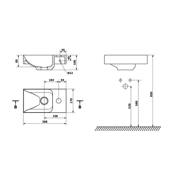 Tmavohnedé betónové umývadlo 31x17 cm Piccolino – Sapho-image-4