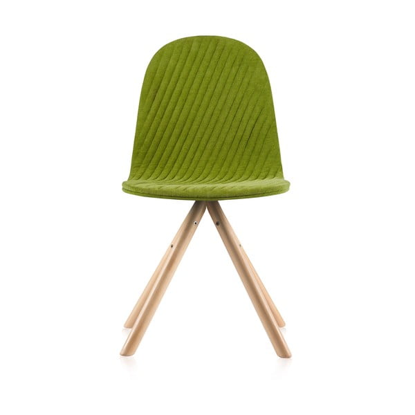 Zelená stolička s prírodnými nohami IKER Mannequin Stripe