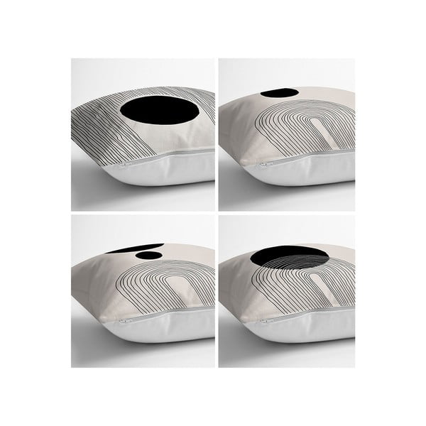 Čierno-béžové obliečky na vankúše v súprave 4 ks 43x43 cm - Minimalist Cushion Covers-image-1
