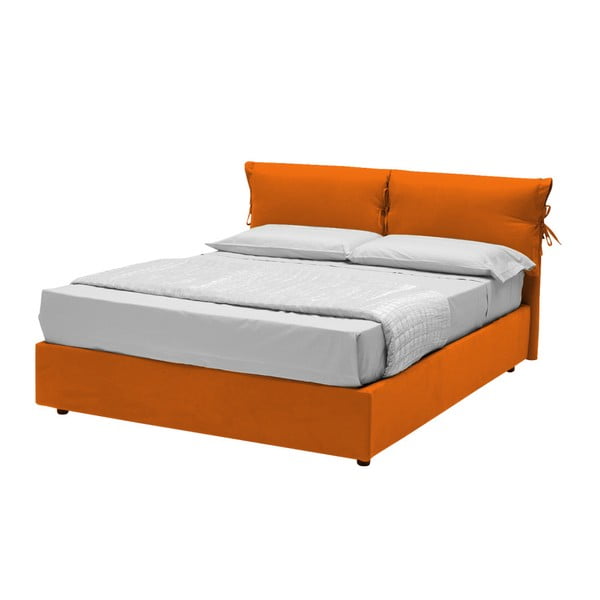 Oranžová dvojlôžková posteľ s úložným priestorom 13Casa Iris, 160 x 190 cm