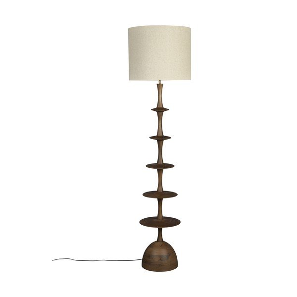 Krémová/v tmavoprírodnej farbe stojacia lampa s textilným tienidlom (výška 179 cm) Cath – Dutchbone