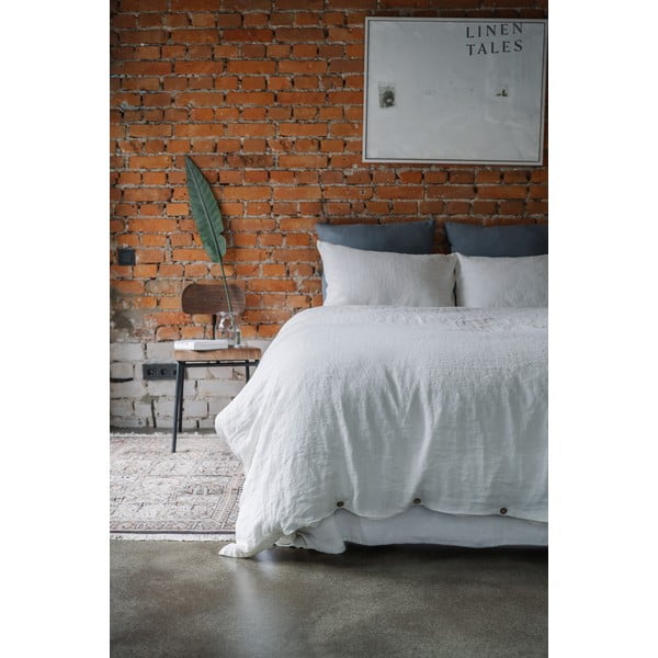 Biela ľanová elastická plachta Linen Tales, 180 x 200 cm-image-4