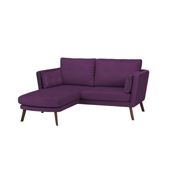 Tmavofialová trojmiestna pohovka Mazzini Sofas Elena, s leňoškou na ľavom rohu-image-3