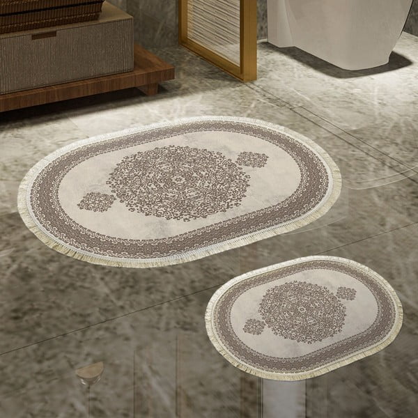 Béžové kúpeľňové predložky v súprave 2 ks - Foutastic-image-1