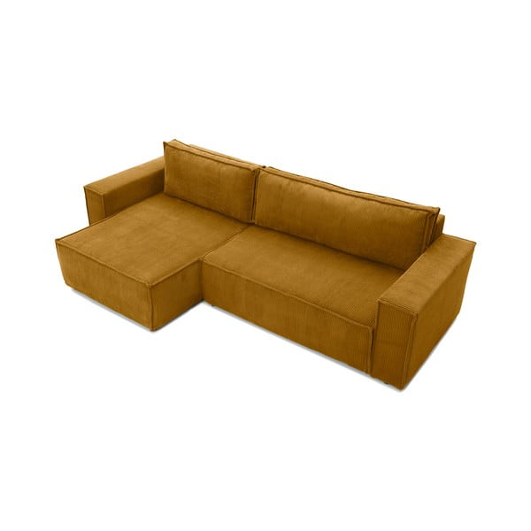 Horčicovožltá menčestrová variabilná rozkladacia rohová pohovka Bonami Selection Bowie-image-4