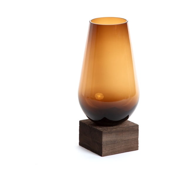 Hnedá sklenená váza La Forma Salong, hĺbka 30 cm