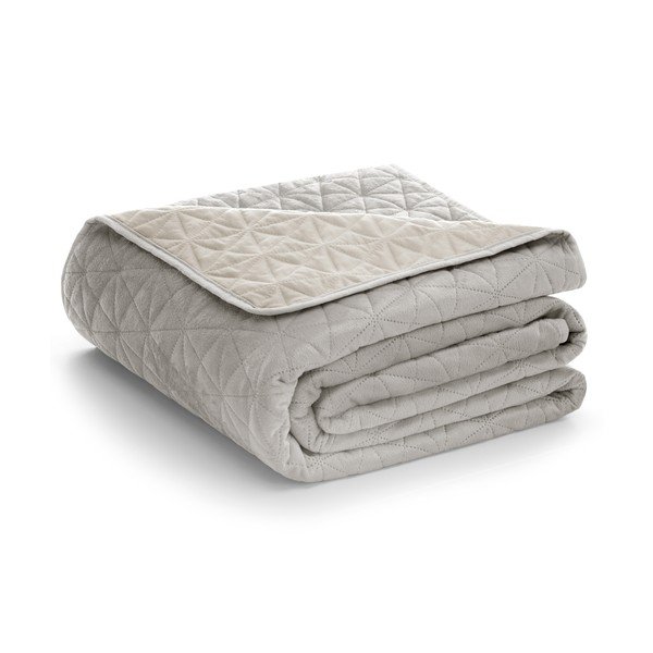 Sivobéžový zamatový prešívaný pléd 170x210 cm Laila – Restilo